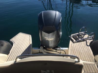 Deck of Nuova Jolly Prince 25, a Nuova Jolly Marine Nuova Jolly Prince 25 rib at Grad Biograd na Moru, Croatia