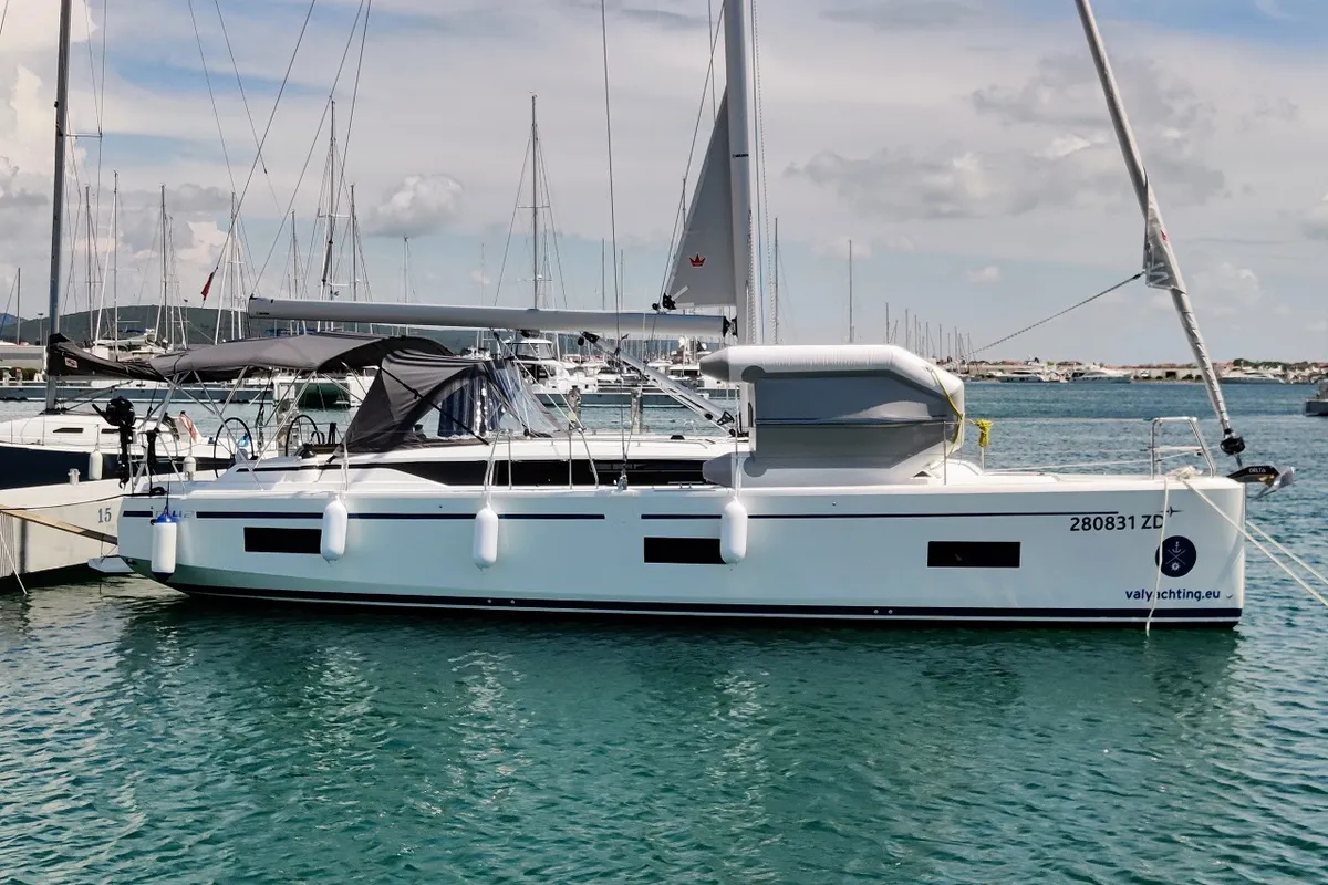 Exterior view of Relax, a Bavaria C42 sailboat at Općina Sukošan, Croatia