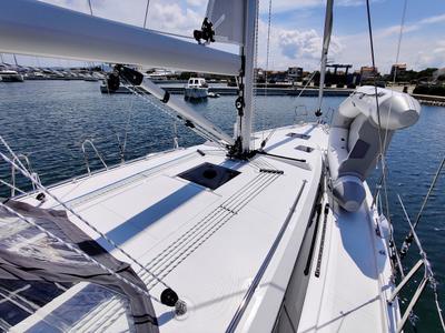 Deck of Relax, a Bavaria C42 sailboat at Općina Sukošan, Croatia
