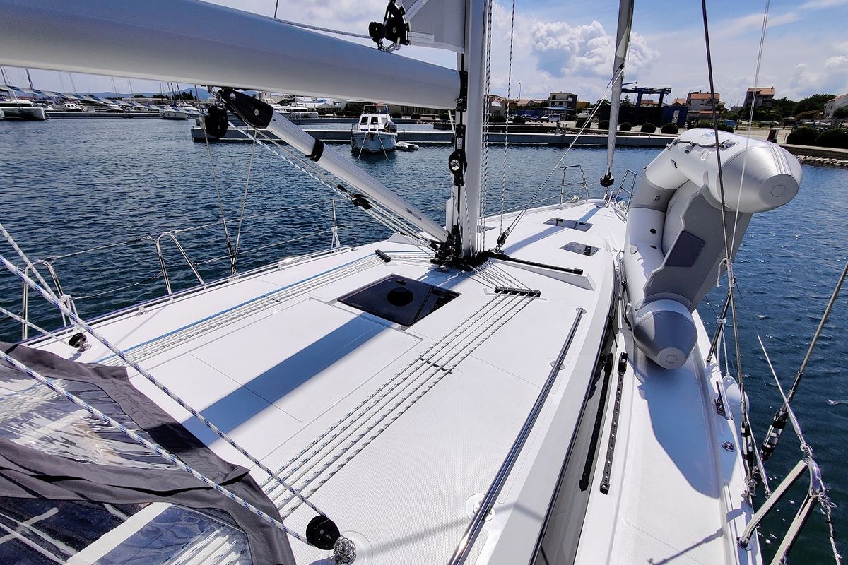 Deck of Relax, a Bavaria C42 sailboat at Općina Sukošan, Croatia