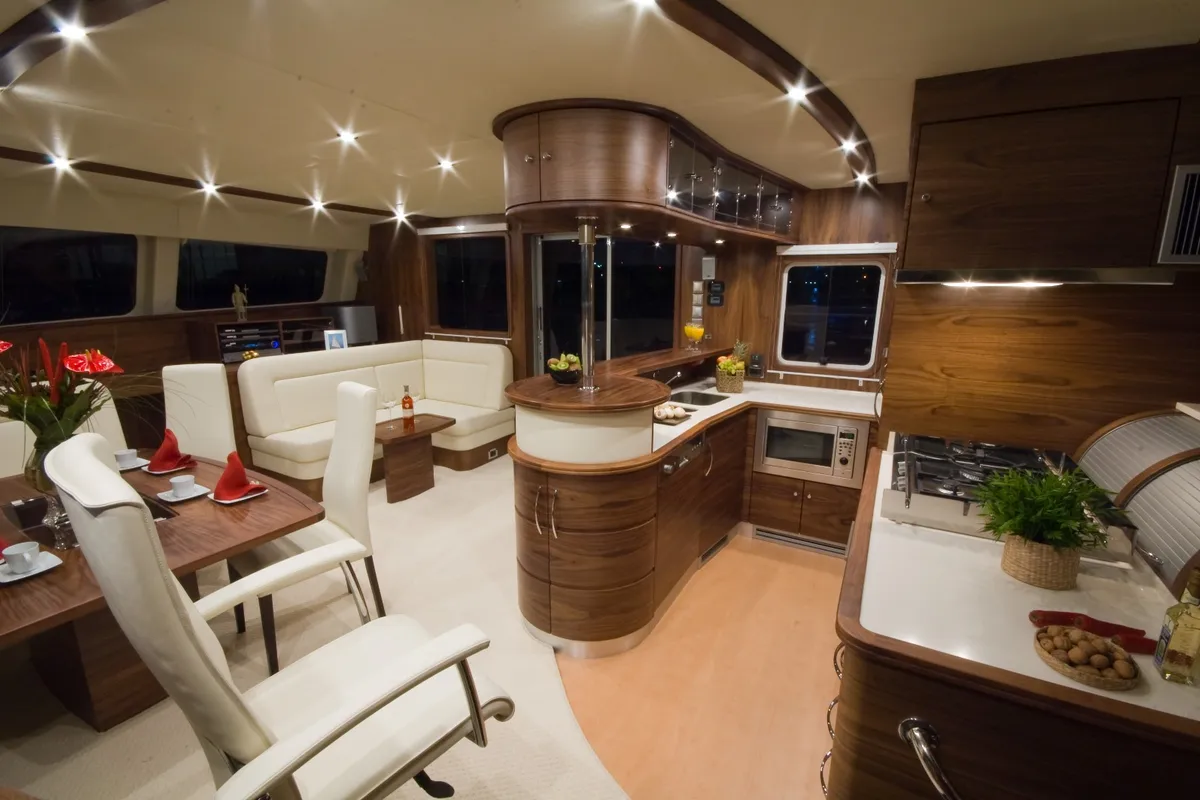 Salon of Marea, a Sunreef Yachts Sunreef 62 catamaran at Isla Aguja Cabins San Blas, Panama