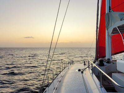 Deck of Marea, a Sunreef Yachts Sunreef 62 catamaran at Isla Aguja Cabins San Blas, Panama