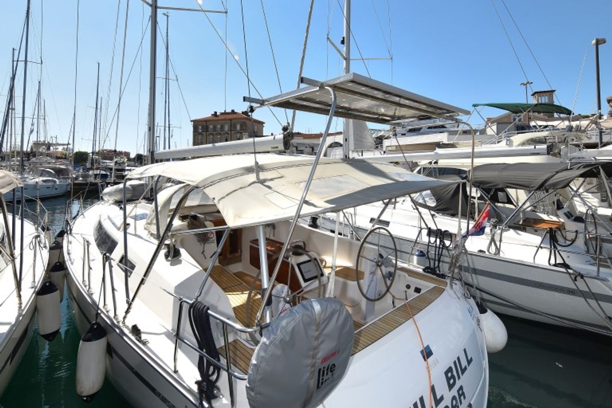 Deck of Chill Bill, a Bavaria Cruiser 41 sailboat at Zadar, Croatia