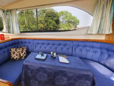 Salon of Countess, a Cygnet Countess motorboat at Hessel, United States