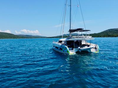 Salon of Mojito, a Dufour 48 Catamaran catamaran at Pirovac, Croatia