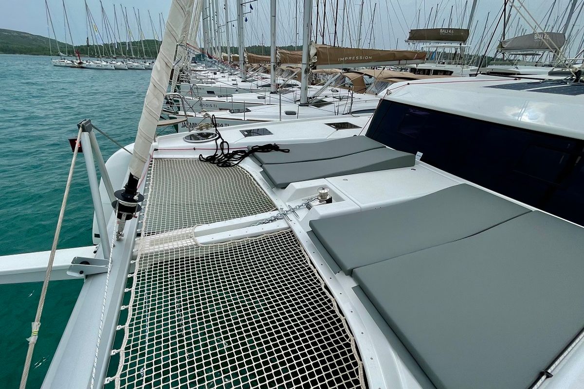 Deck of Mojito, a Dufour 48 Catamaran catamaran at Pirovac, Croatia