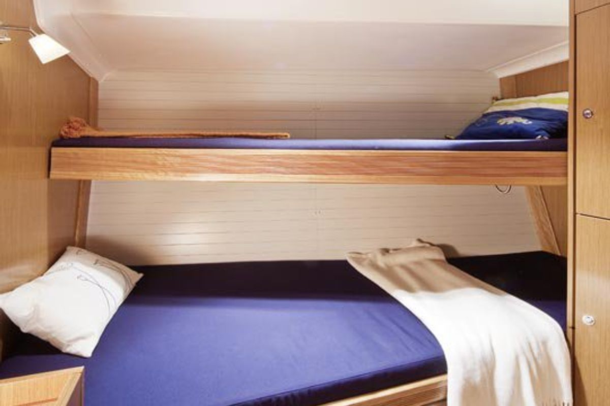 Cabin on Apollon, a Bavaria Cruiser 51 sailboat at Athens, Greece