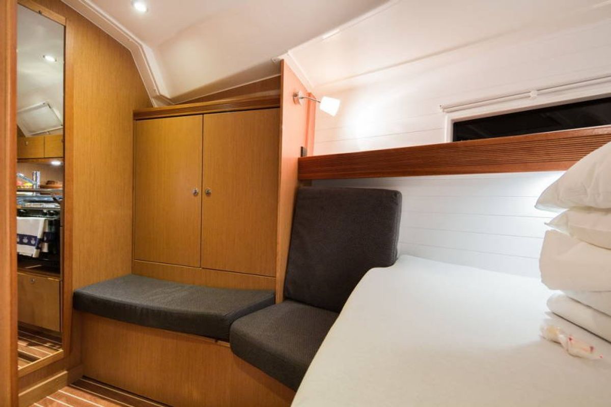Cabin on Apollon, a Bavaria Cruiser 51 sailboat at Athens, Greece