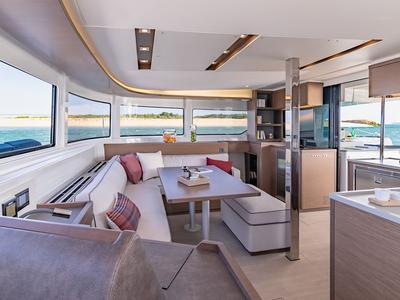 Salon of Corfu, a Lagoon 46 catamaran at Benitses, Greece