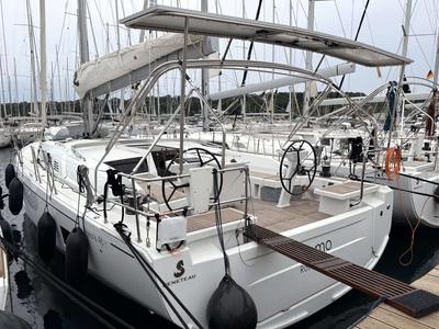 Cockpit of Momo, a Beneteau Oceanis 46.1 sailboat at Grad Pula, Croatia