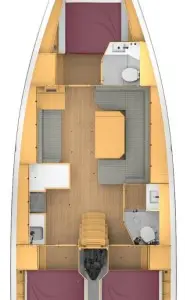 Floor plan of Balarina, a Bavaria C42 sailboat at Municipal Unit of Lefkada, Greece