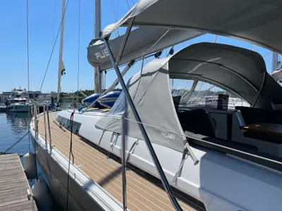 Deck of Rubi, a Hanse Yachts Hanse 460 sailboat at Grad Šibenik, Croatia