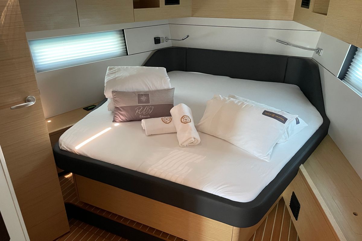Cabin on Rubi, a Hanse Yachts Hanse 460 sailboat at Grad Šibenik, Croatia