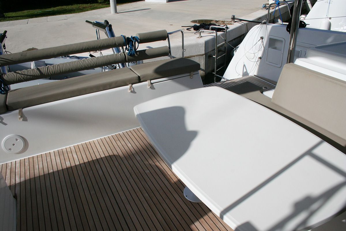 Deck of The Dove , a Lagoon 40 catamaran at Dubrovnik, Croatia