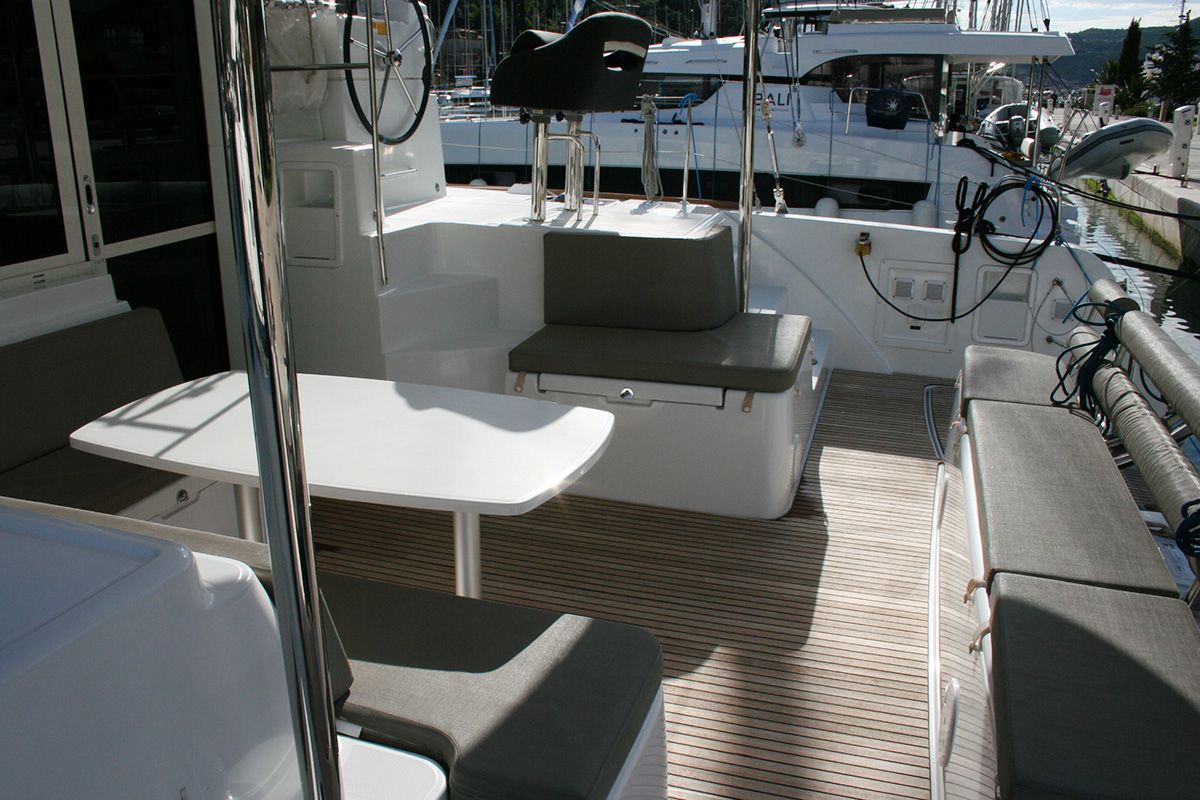Deck of The Dove , a Lagoon 40 catamaran at Dubrovnik, Croatia