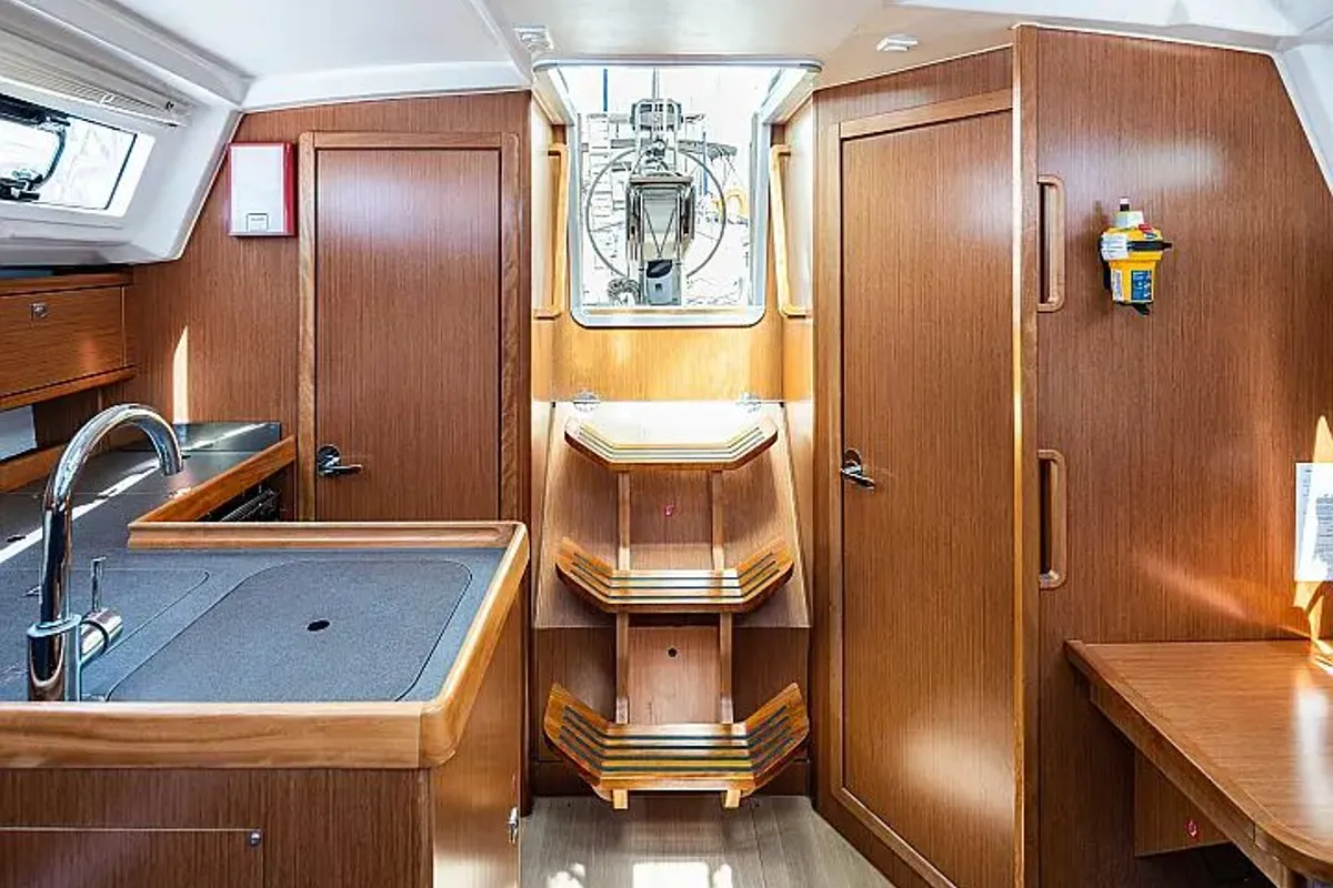 Galley of BRIZO, a Bavaria 33 Cruiser sailboat at Municipal Unit of Ellomenos, Greece