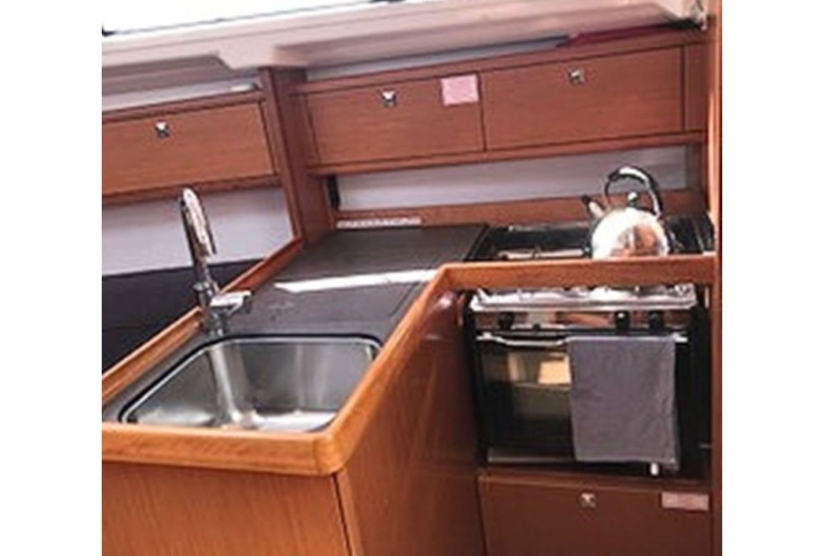 Galley of BRIZO, a Bavaria 33 Cruiser sailboat at Municipal Unit of Ellomenos, Greece
