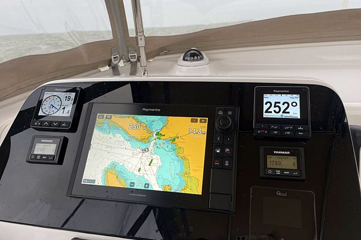 Cockpit of Sailing Breeze, a Lagoon 42 OW catamaran at Općina Rogoznica, Croatia