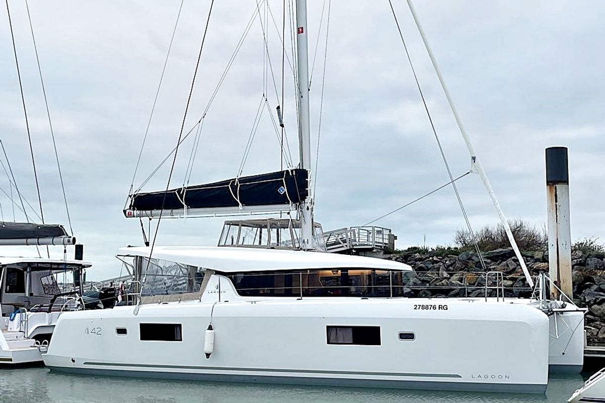 Exterior view of Sailing Breeze, a Lagoon 42 OW catamaran at Općina Rogoznica, Croatia
