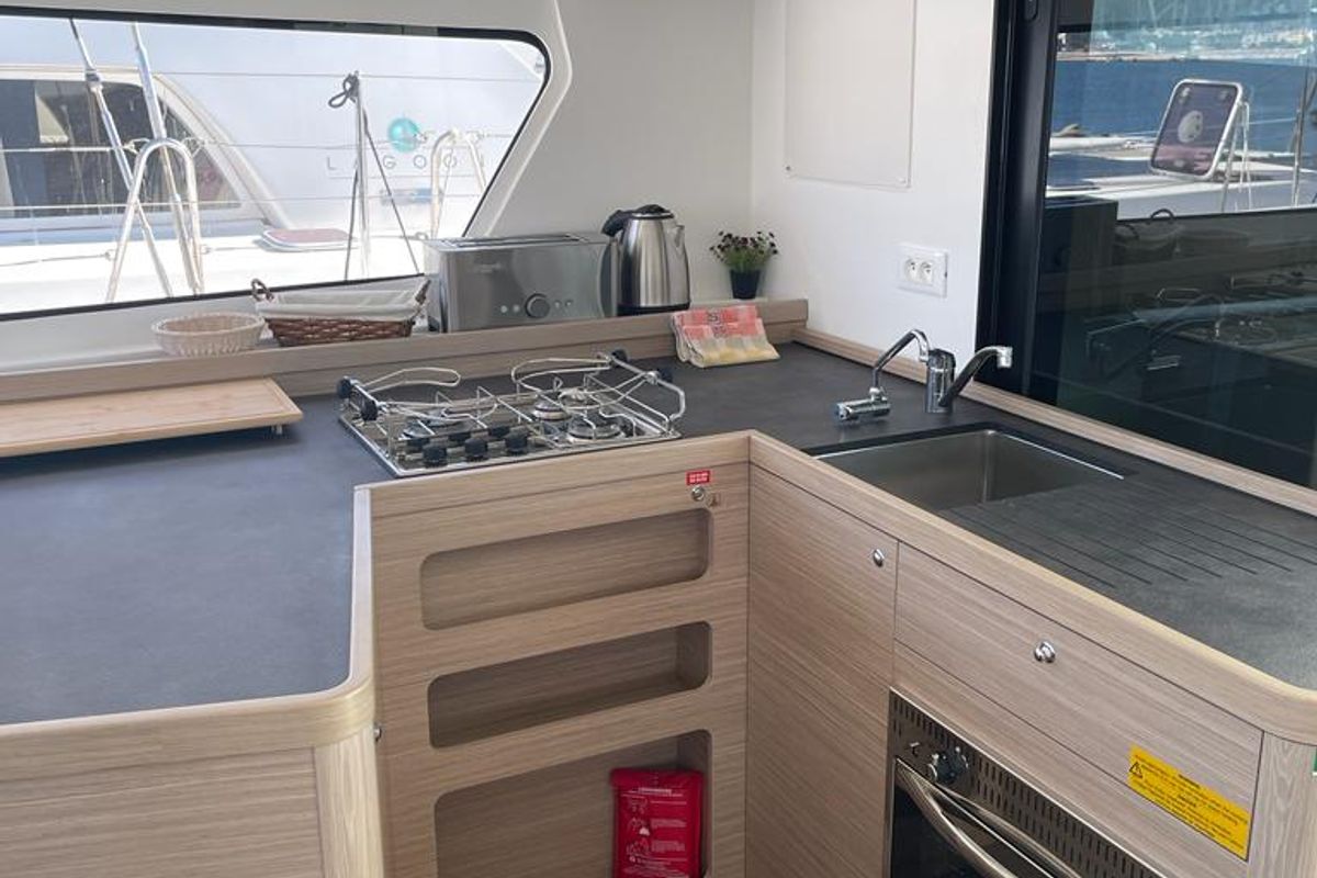 Galley of Sailing Breeze, a Lagoon 42 OW catamaran at Općina Rogoznica, Croatia