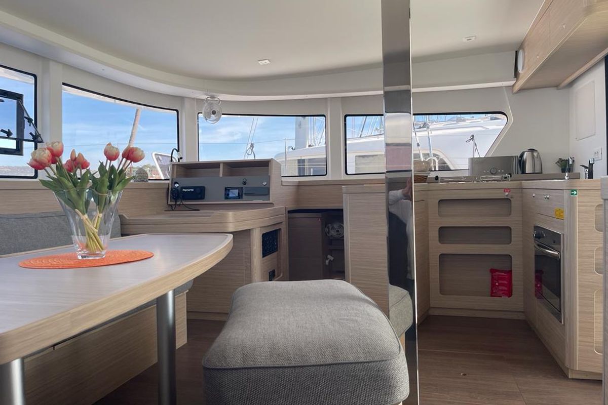 Salon of Sailing Breeze, a Lagoon 42 OW catamaran at Općina Rogoznica, Croatia