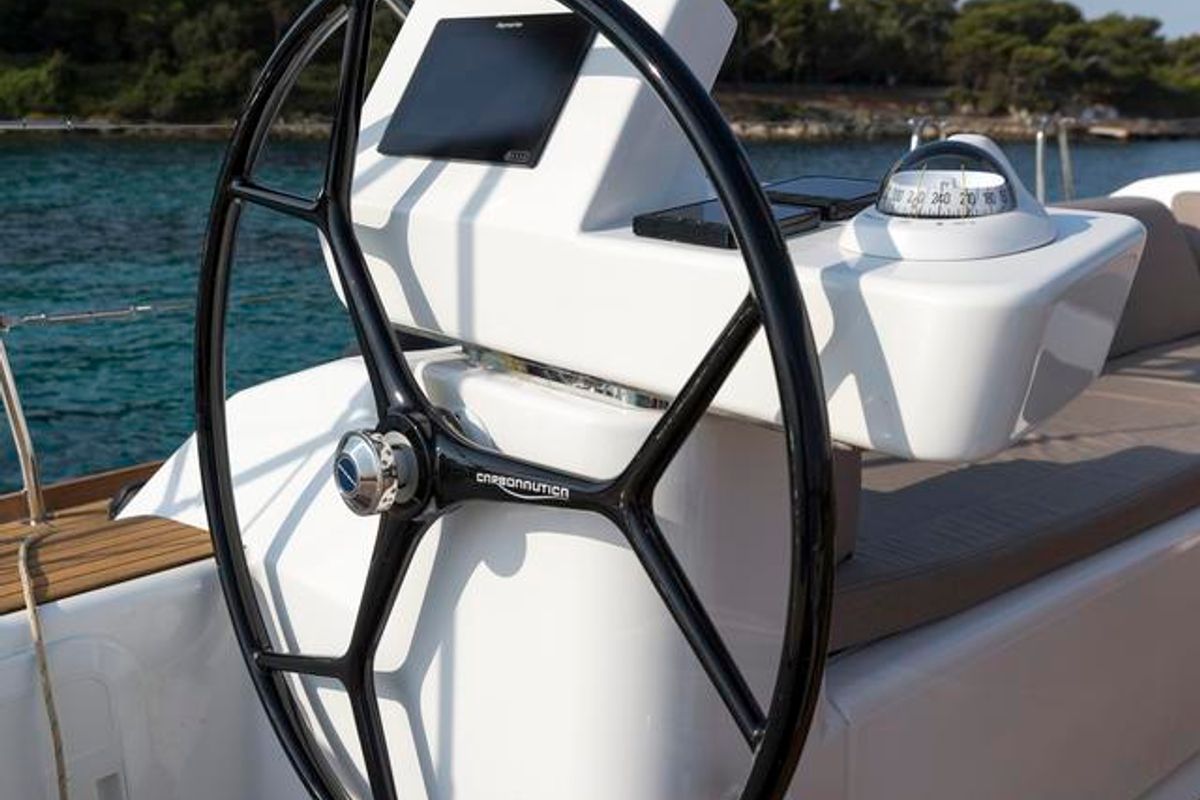 Cockpit of Notus, a Dufour 520 GL sailboat at Primošten, Croatia