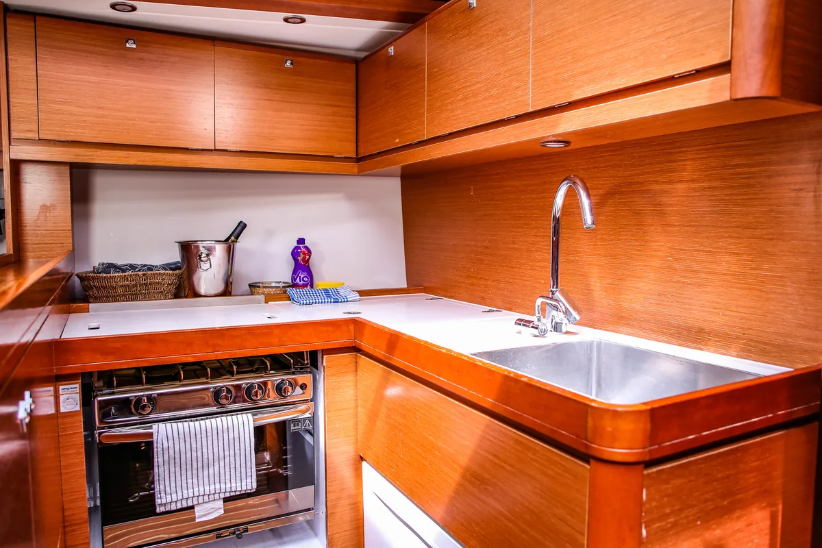 Galley of Notus, a Dufour 520 GL sailboat at Primošten, Croatia