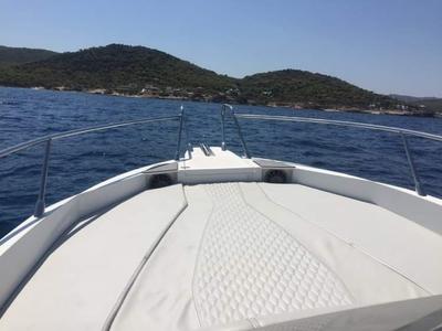 Deck of Meliti, a Karnic SL 702 motorboat at Lavreotiki Municipal Unit, Greece