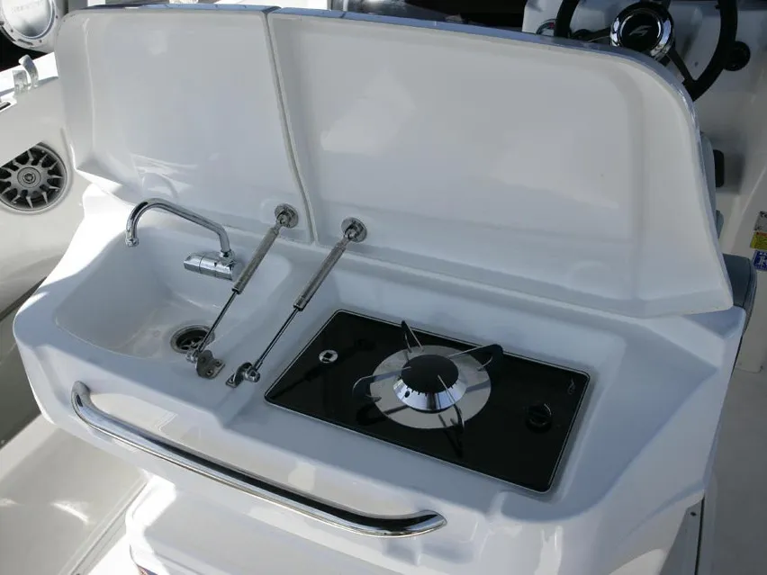Galley of Meliti, a Karnic SL 702 motorboat at Lavreotiki Municipal Unit, Greece
