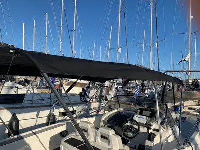 Cockpit of Meliti, a Karnic SL 702 motorboat at Lavreotiki Municipal Unit, Greece