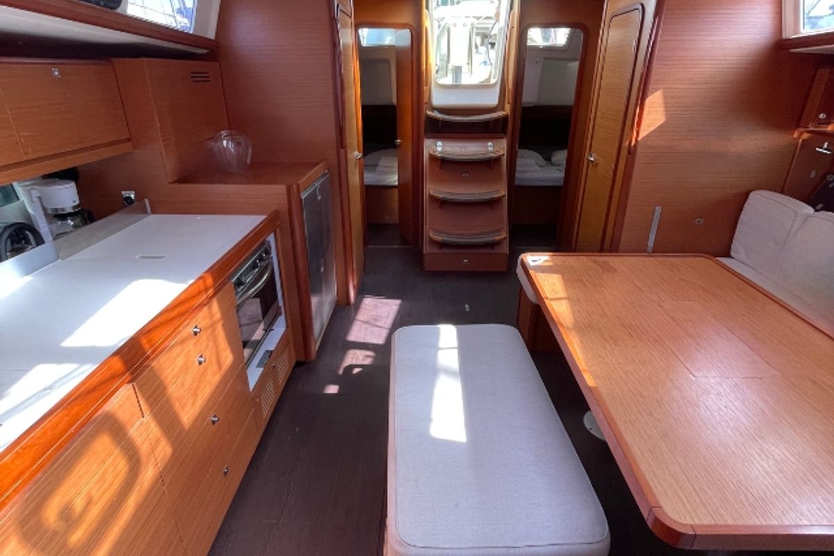 Salon of Despoina, a Dufour 460 Grand Large sailboat at Athens, Greece