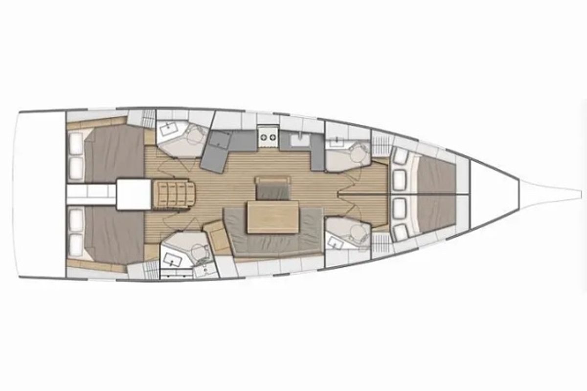 Floor plan of Despoina, a Dufour 460 Grand Large sailboat at Athens, Greece