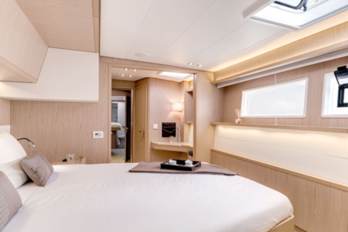 Cabin on TIGA, a Lagoon 52F catamaran at Grad Šibenik, Croatia