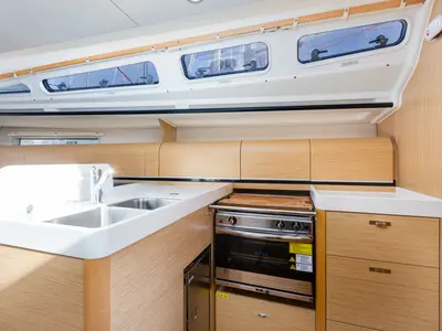 Galley of Bubba Gump, a Dehler 38 SQ sailboat at Punat, Croatia