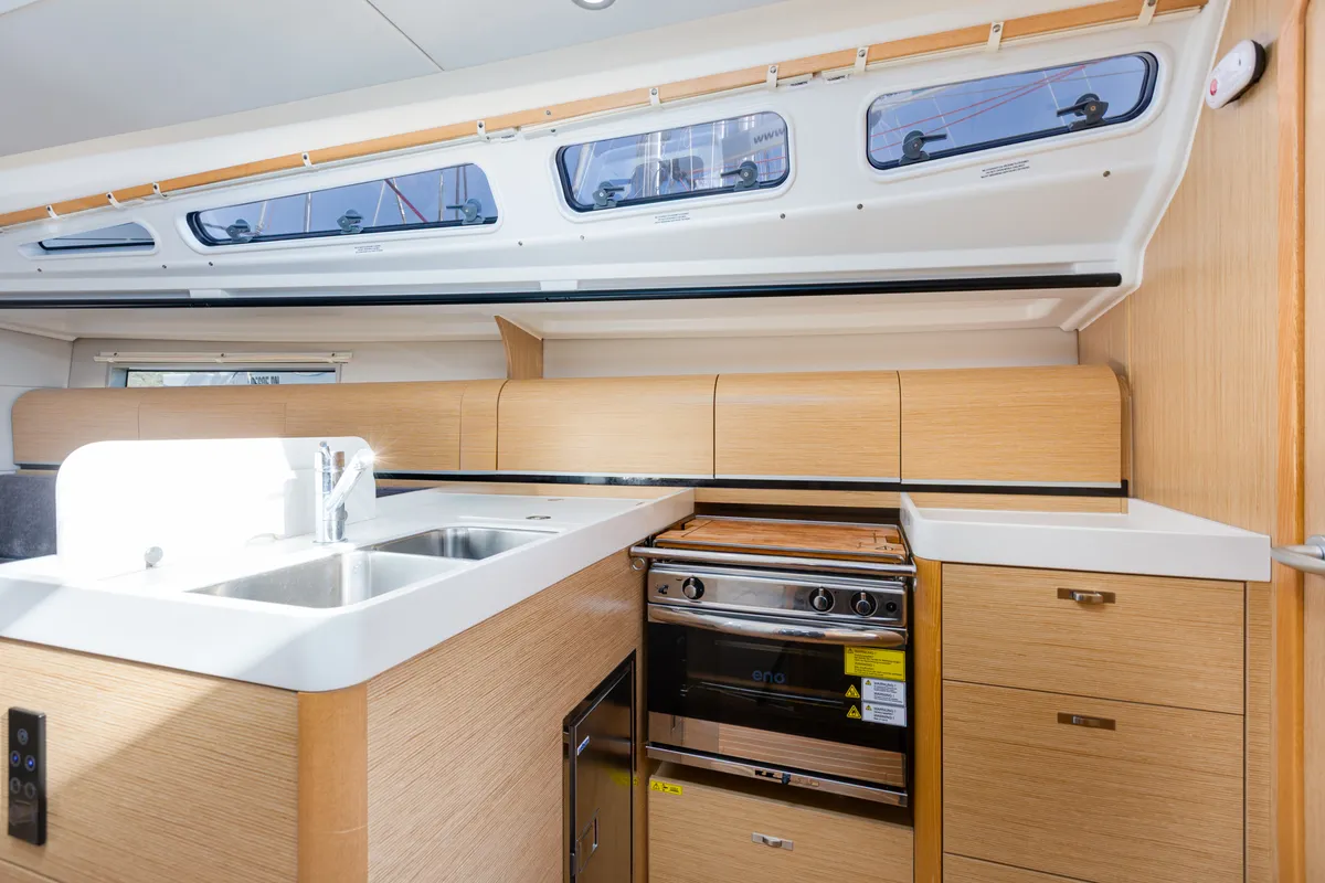 Galley of Bubba Gump, a Dehler 38 SQ sailboat at Punat, Croatia