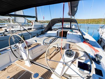 Cockpit of Bubba Gump, a Dehler 38 SQ sailboat at Punat, Croatia