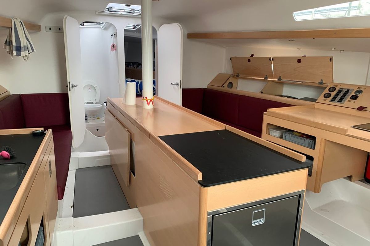 Galley of Raceberry, a Pogo Structures Pogo 12.50 sailboat at Grad Pula, Croatia