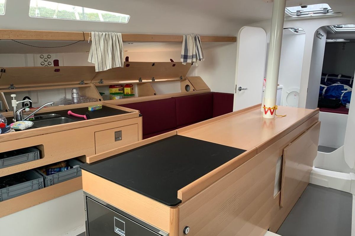 Galley of Raceberry, a Pogo Structures Pogo 12.50 sailboat at Grad Pula, Croatia