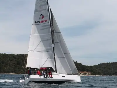 Exterior view of Raceberry, a Pogo Structures Pogo 12.50 sailboat at Grad Pula, Croatia