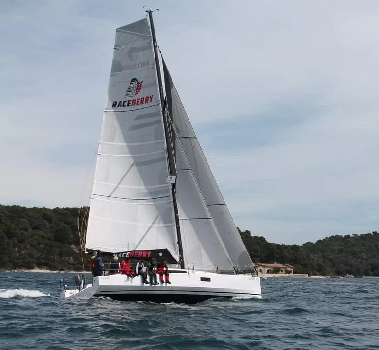 Exterior view of Raceberry, a Pogo Structures Pogo 12.50 sailboat at Grad Pula, Croatia