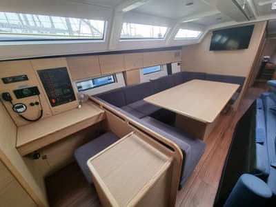 Salon of EL PATRON, a D&D Kufner 54 sailboat at Grad Trogir, Croatia