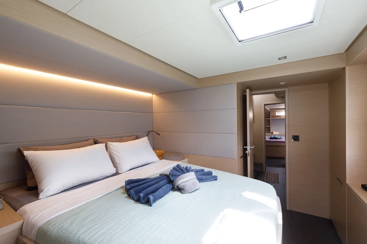 Cabin on Adel, a Lagoon 55 catamaran at Lavreotiki Municipal Unit, Greece