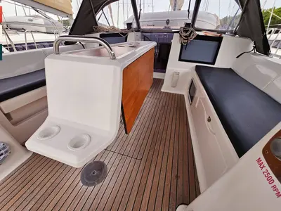 Deck of Rubato, a Dufour 460 GL sailboat at Grad Kaštela, Croatia