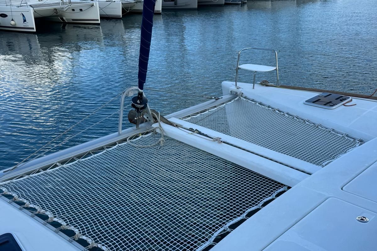 Deck of OSCAR III, a Lagoon 380 catamaran at Alameda, United States