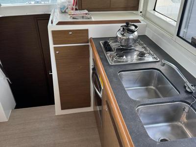 Galley of OSCAR III, a Lagoon 380 catamaran at Alameda, United States