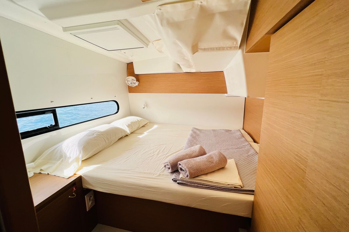 Cabin on Yemaya Denia Bareboat, a Excess 11 catamaran at Dénia, Spain