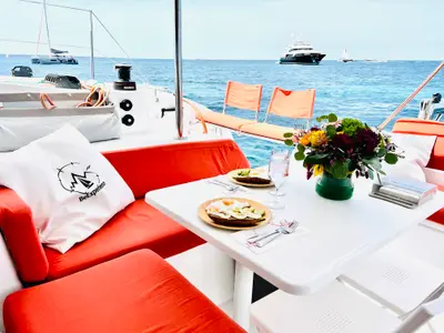 Deck of Yemaya Denia Bareboat, a Excess 11 catamaran at Dénia, Spain