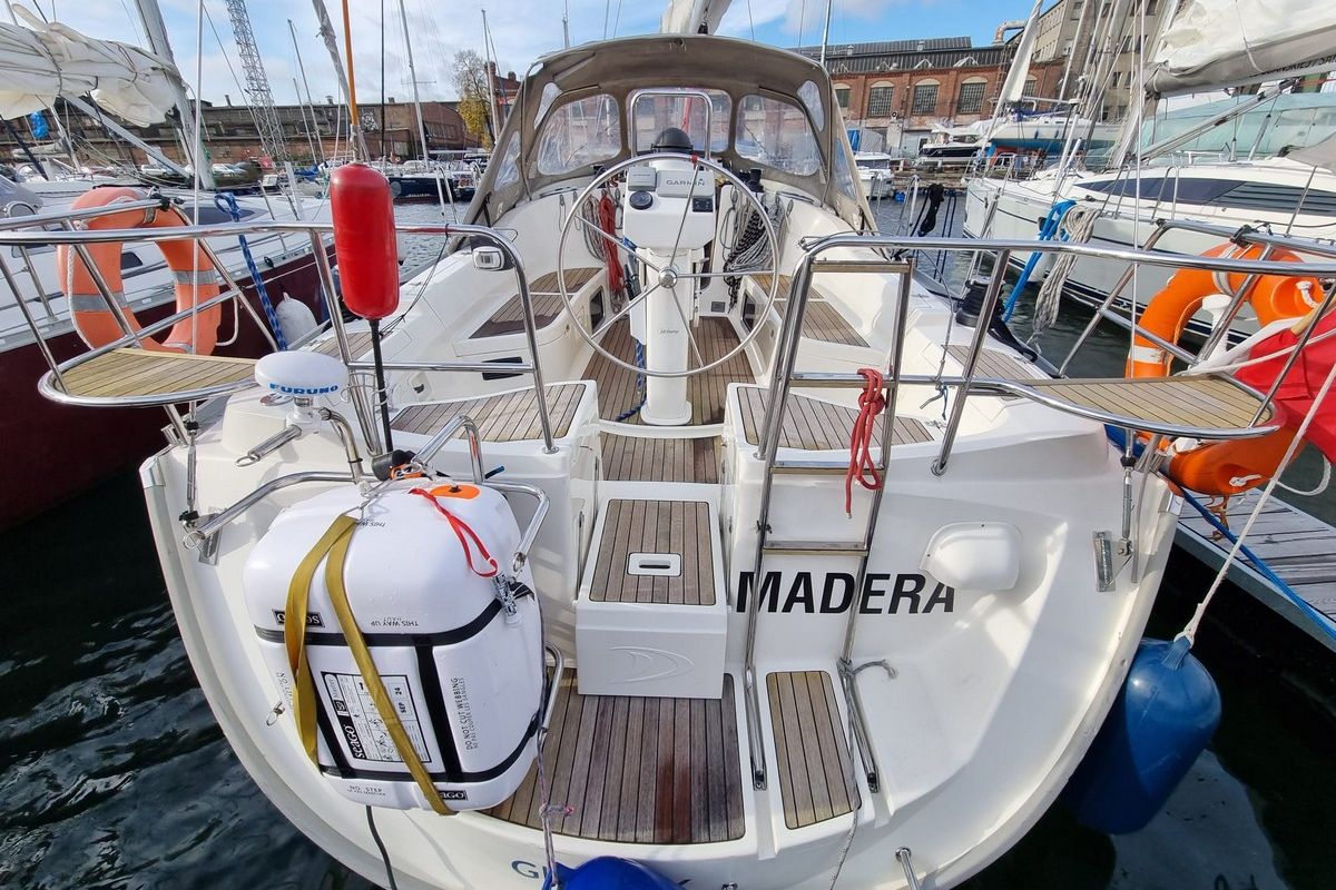 Deck of Madera, a Delphia Yachts Delphia 40.3 sailboat at Gdańsk, Poland