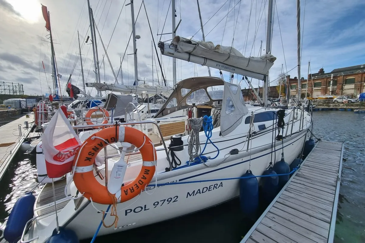 Exterior view of Madera, a Delphia Yachts Delphia 40.3 sailboat at Gdańsk, Poland