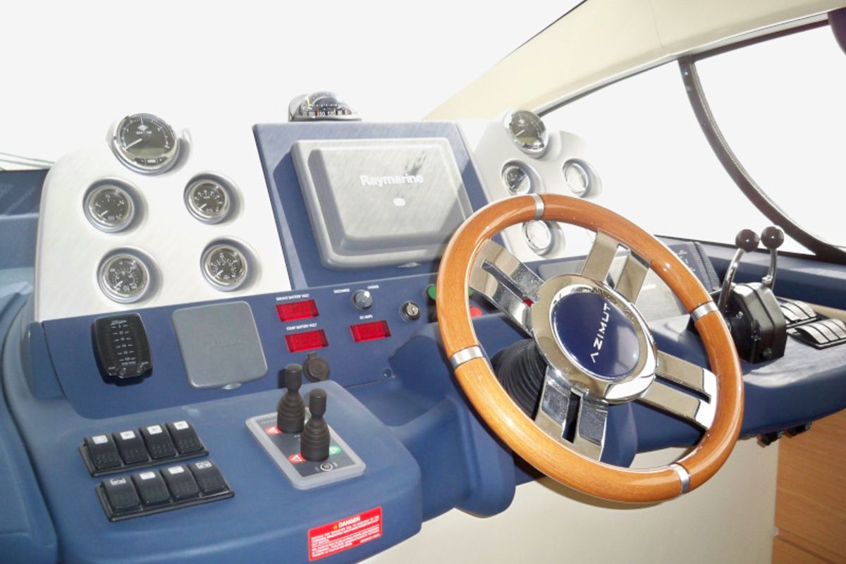 Cockpit of Lou Ann, a Azimut 43 S motorboat at Seget Donji, Croatia